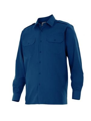 Camicie da lavoro velilla camicia a maniche lunghe con alamari cotone con logo immagine 1