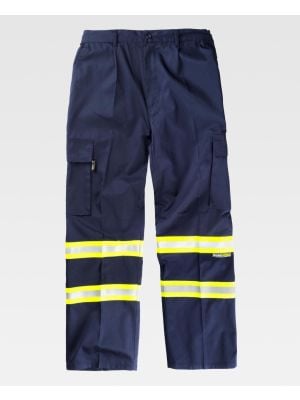 Pantaloni dritti riflettenti della squadra di lavoro in poliestere fluorescente per personalizzare la vista 1