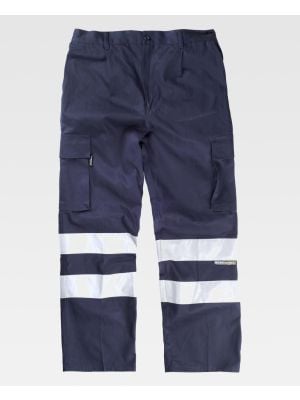 Pantalones reflectantes workteam recto algodon cintas reflectantes de 100% algodÃ³n vista 1