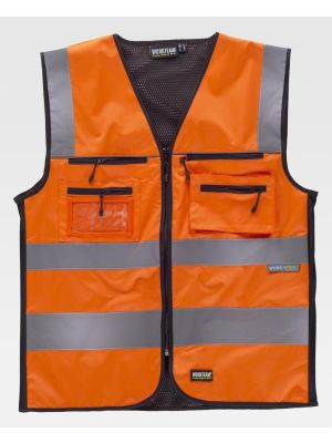 Gilet riflettenti Workteam in tessuto oxford di poliestere ad alta visibilità vista 1