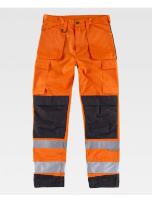Pantaloni riflettenti squadra di lavoro ad alta visibilità in misto poliestere vista 1