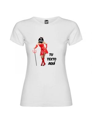 T-shirt de despedida branca para mulher com estampado diabo para personalizar vista 1