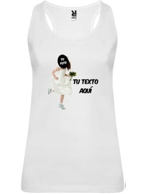 Weißes Tanktop für den Junggesellinnenabschied mit fließendem Brautdesign zum Anpassen Ansicht 1