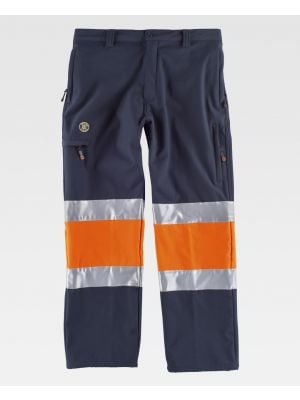 Pantaloni riflettenti in cotone ad alta visibilità combinati workshell vista 1