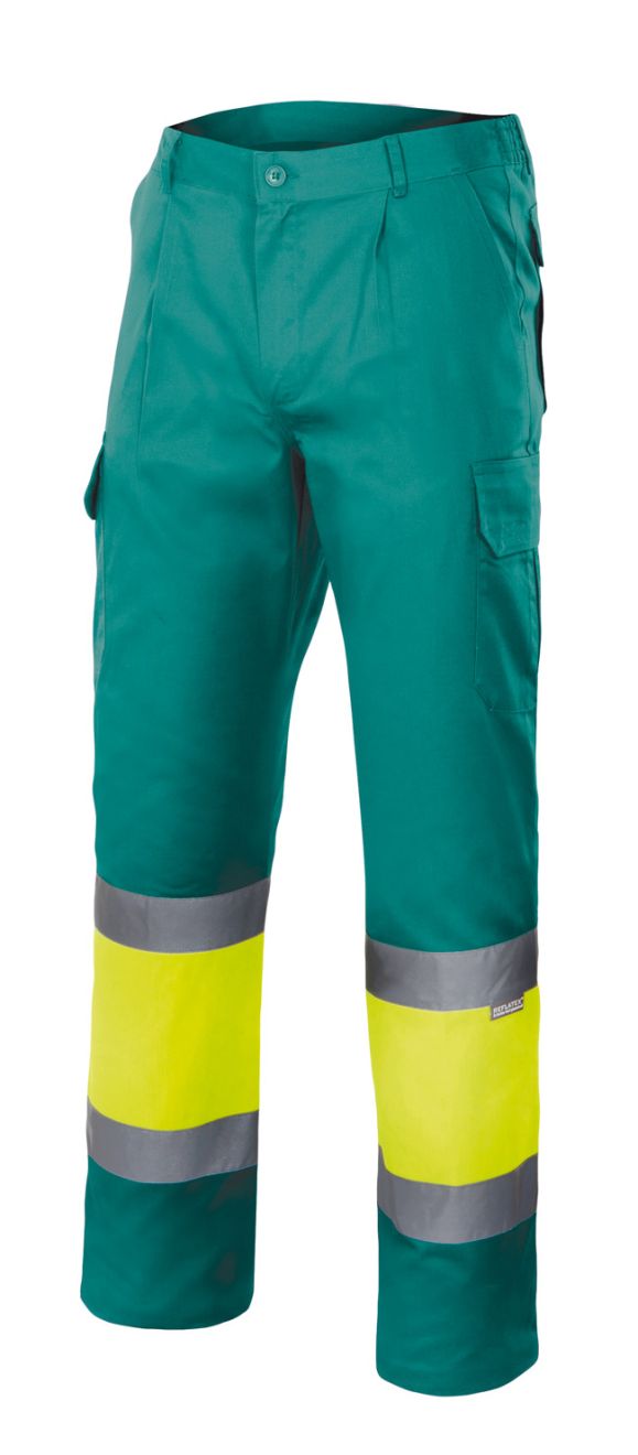 Pantalons reflectants velilla multibutxaques bicolor alta visibilitat de cotó vista 1
