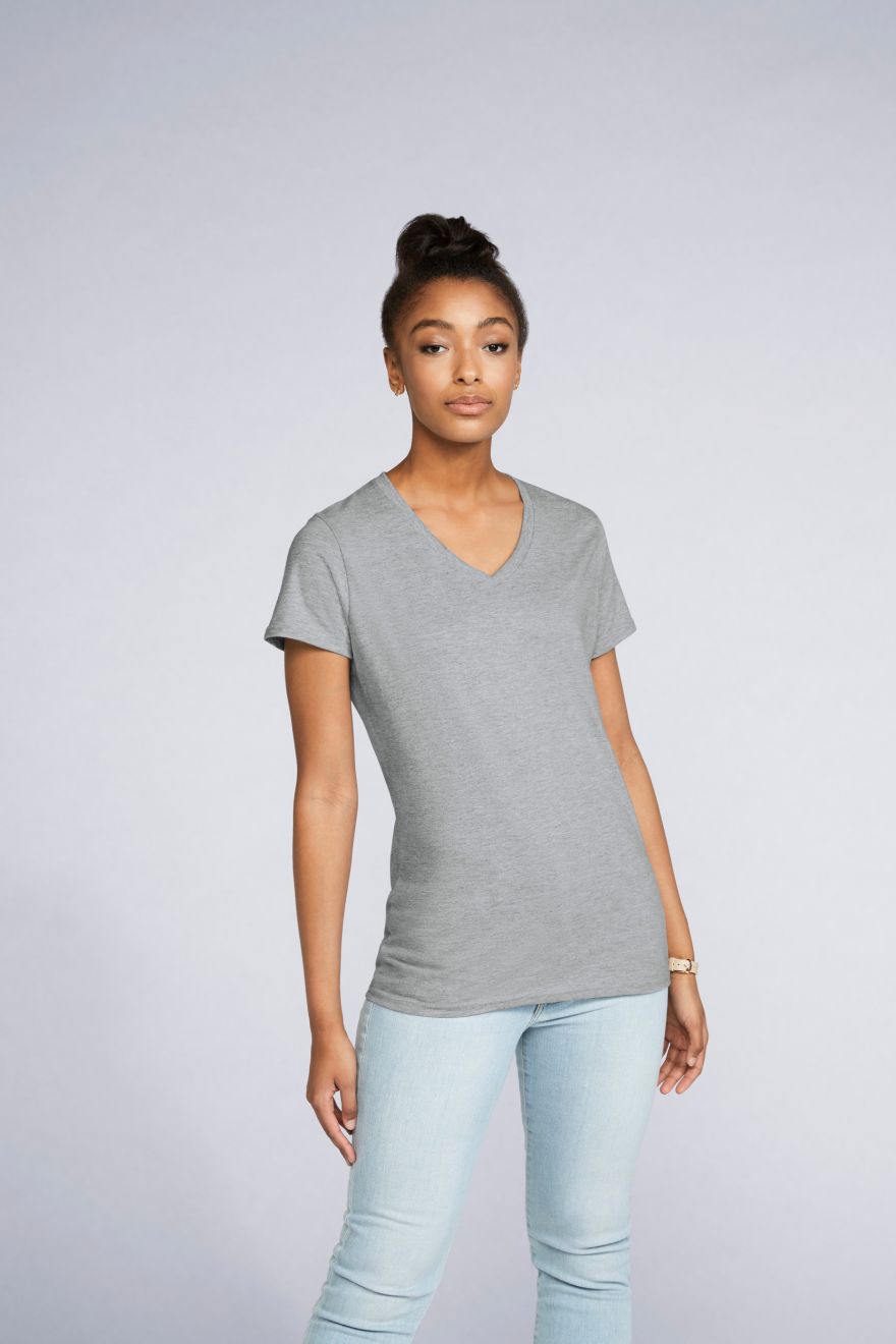 Premium V-hals kortermet T-skjorte for kvinner
