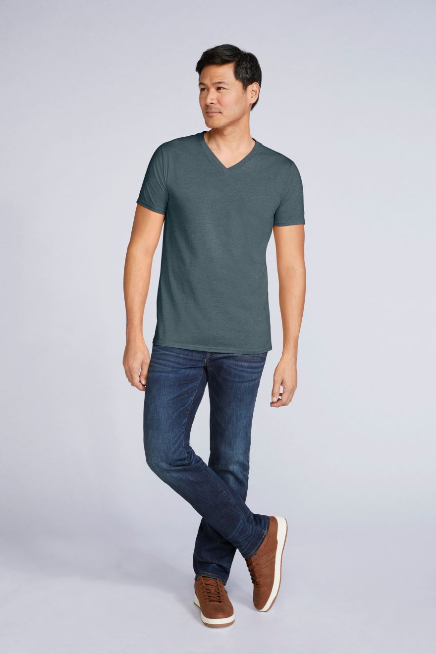 Softstyle T-shirt med V-hals til mænd med kort ærme