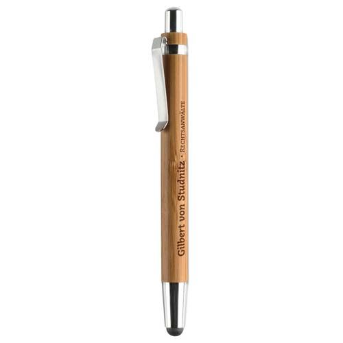 Ekologické bambusové a kovové kuličkové pero s dotykovým stylusem