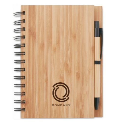 Økologisk bambus notesbog med matchende pen 13x18 cm