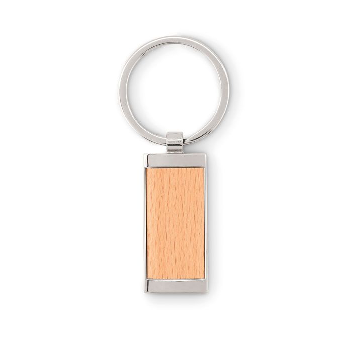 Porte-clés rectangle bois/zinc personnalisé MATIKOS