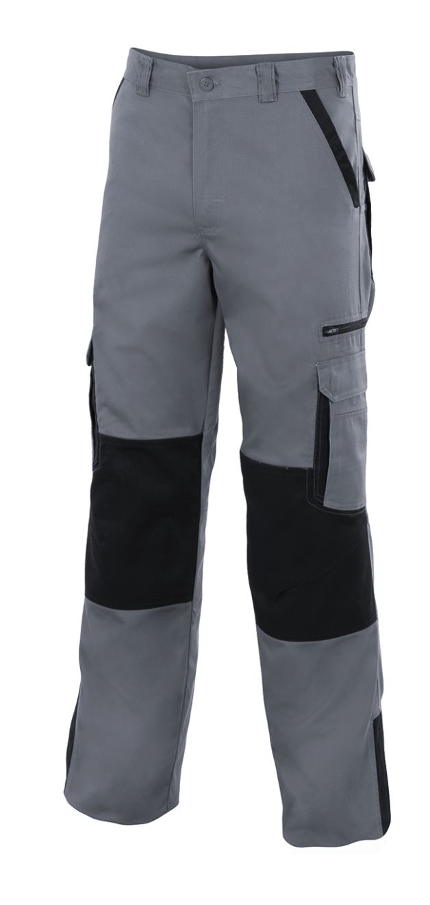 Pantalons de treball velilla bicolor multibutxaques plom de cotó amb logo vista 1