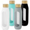 Bouteille publicitaire Tidan de 600 ml en verre borosilicate avec grip en silicone