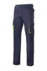 Pantalons de treball velilla bicolor multibutxaques 103004 de cotó blau marí verd llima amb impressió vista 1
