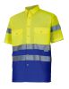 Camises reflectants velilla bicolor màniga curta alta visibilitat 142 de cotó groc fluor blau vista 1