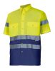 Camises reflectants velilla bicolor màniga curta alta visibilitat 142 de cotó groc fluor marí vista 1