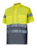 Camises reflectants velilla bicolor màniga curta alta visibilitat 142 de cotó groc fluor gris vista 1