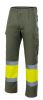 Pantalons reflectants velilla multibutxaques bicolor alta visibilitat de cotó verd caça groc fluor vista 1