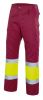 Pantalons reflectants velilla multibutxaques bicolor alta visibilitat de cotó granat groc fluor vista 1