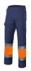 Pantalons reflectants velilla multibutxaques bicolor alta visibilitat de cotó blau marí taronja fluor vista 1