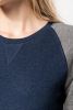 Tvåfärgad tröja i ekologisk bomull Raglanärmar med rund hals för kvinnor Långa ärmar