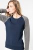Tofarget sweatshirt i økologisk bomull Raglanermer med rund hals for kvinner Lange ermer
