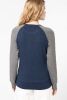 Tofarget sweatshirt i økologisk bomull Raglanermer med rund hals for kvinner Lange ermer