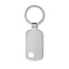 Porte-clés maison plus personnalisé en métal argenté mat avec logo vue 3